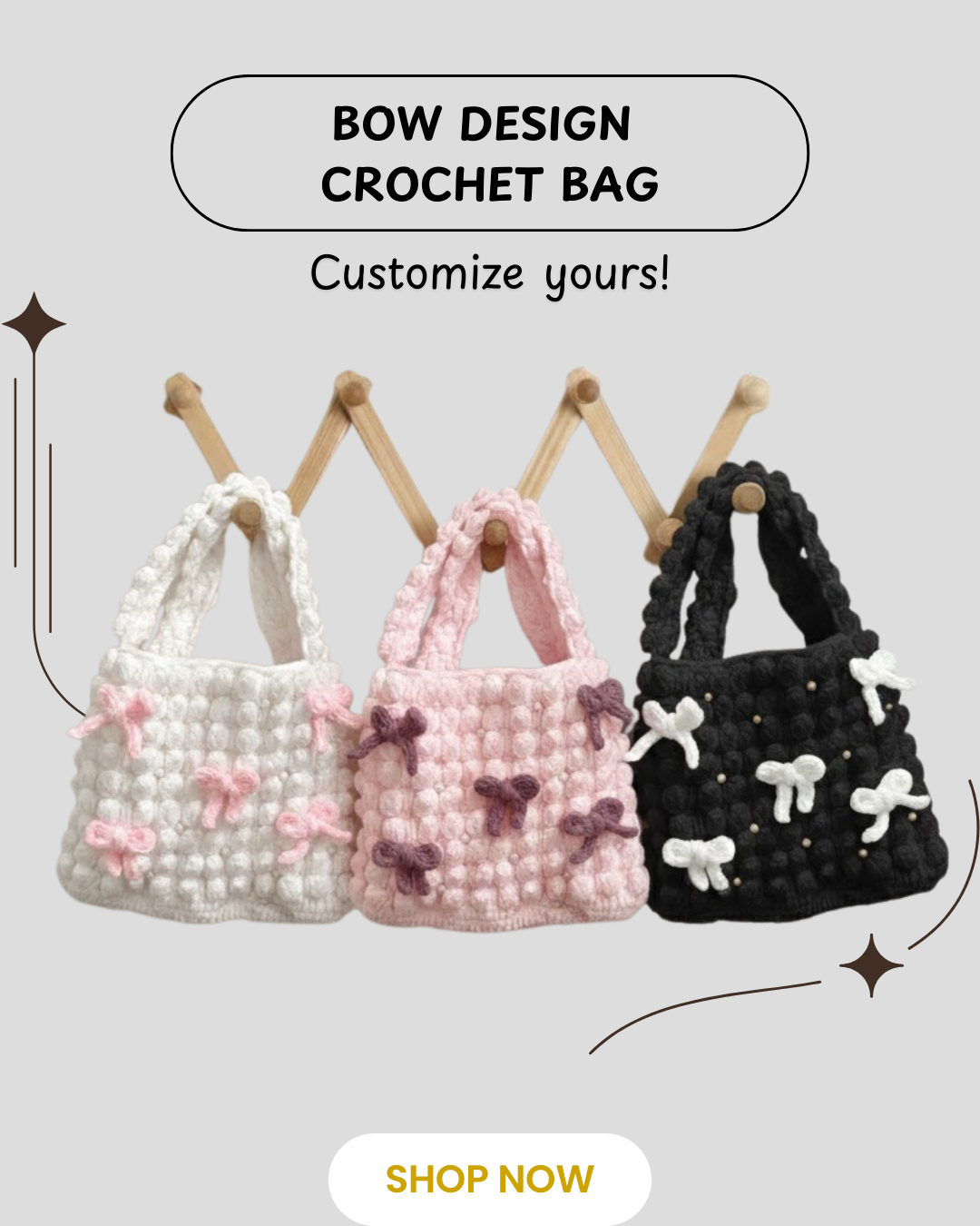 Crochet Bow Design Bags