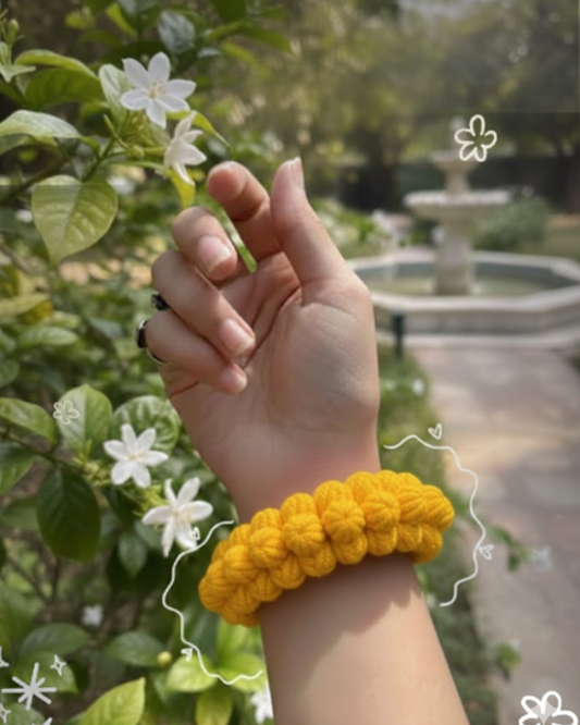Yellow Color Crochet Gajra | One Color Crochet Gajras