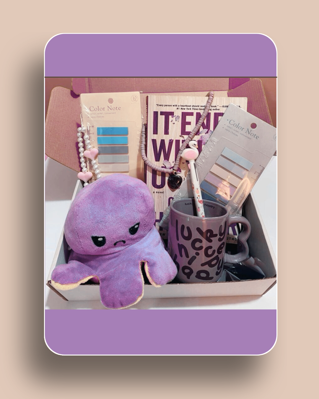 book lover gift box Pakistan, gift for girls who love books, cozy reading gift set, kawaii book accessories, cute stationery gift box, bookworm gift ideas, girls’ reading essentials, affordable gift box for her