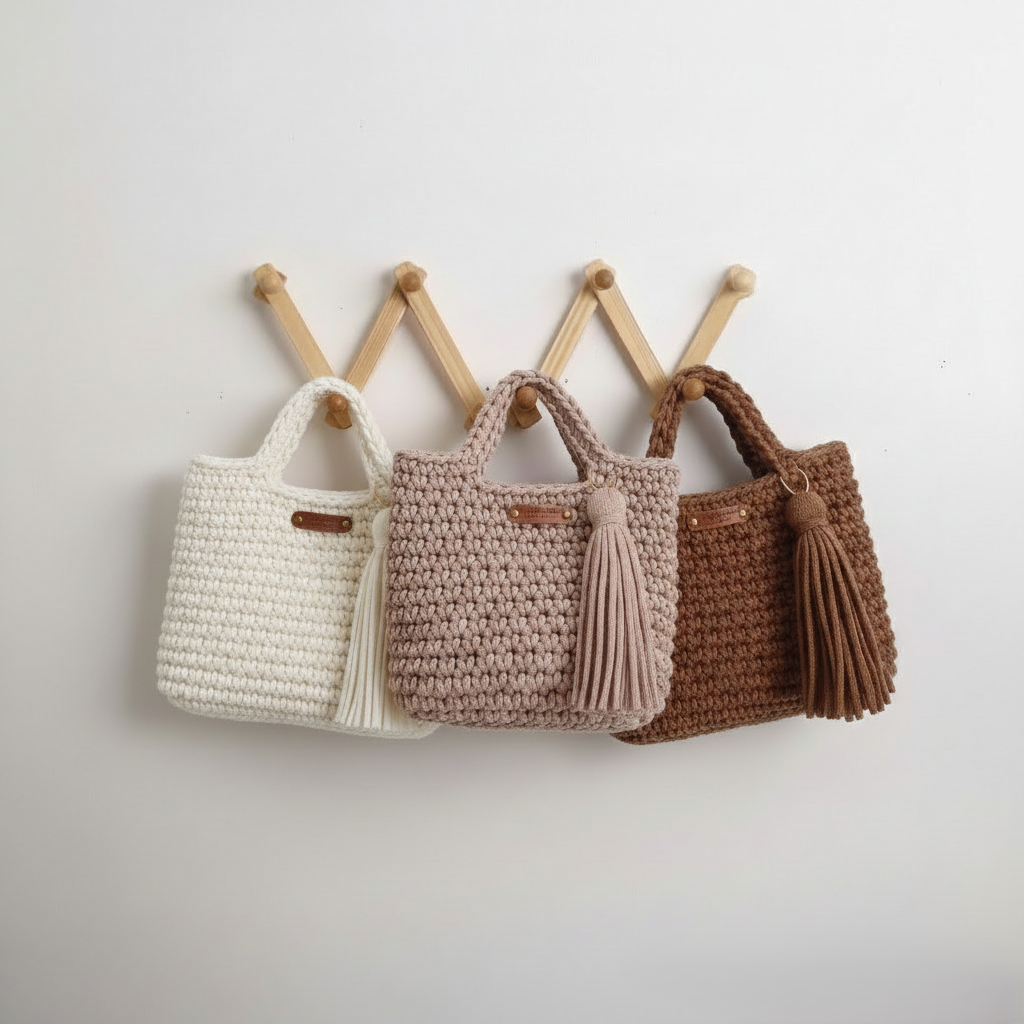 Crochet Chunky Tassel Tote Bags