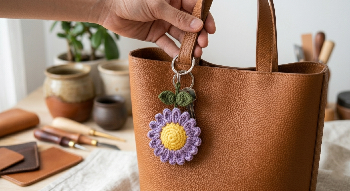 Daisy Flower Keychain