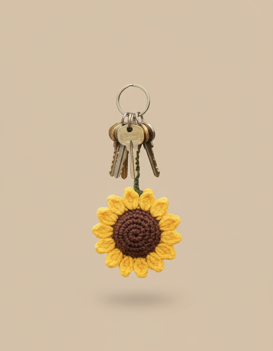 Sunflower Crochet Keychain