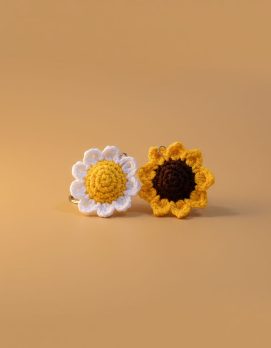 Sunflower Crochet Keychain
