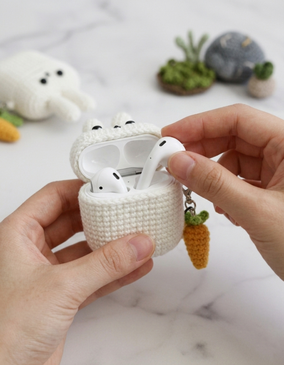 Bunny Design Crochet Earbud Case