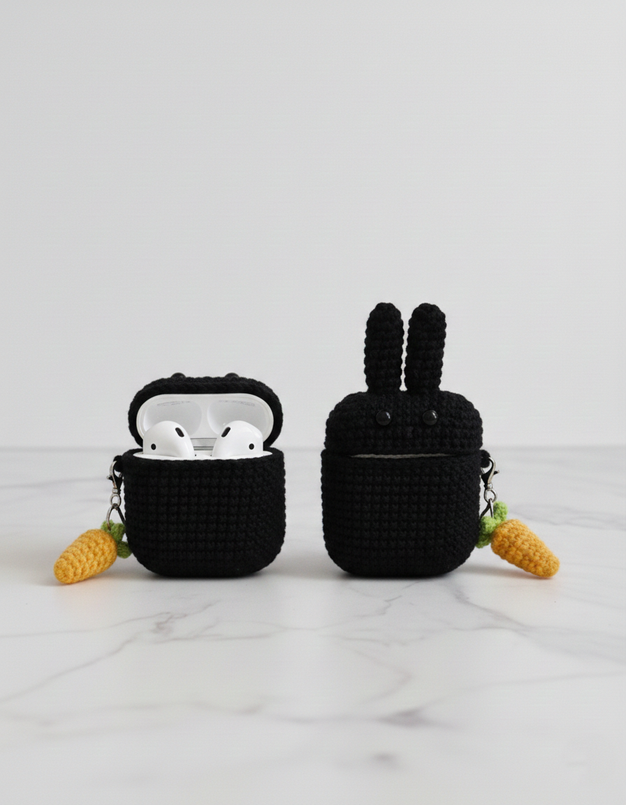 Bunny Design Crochet Earbud Case