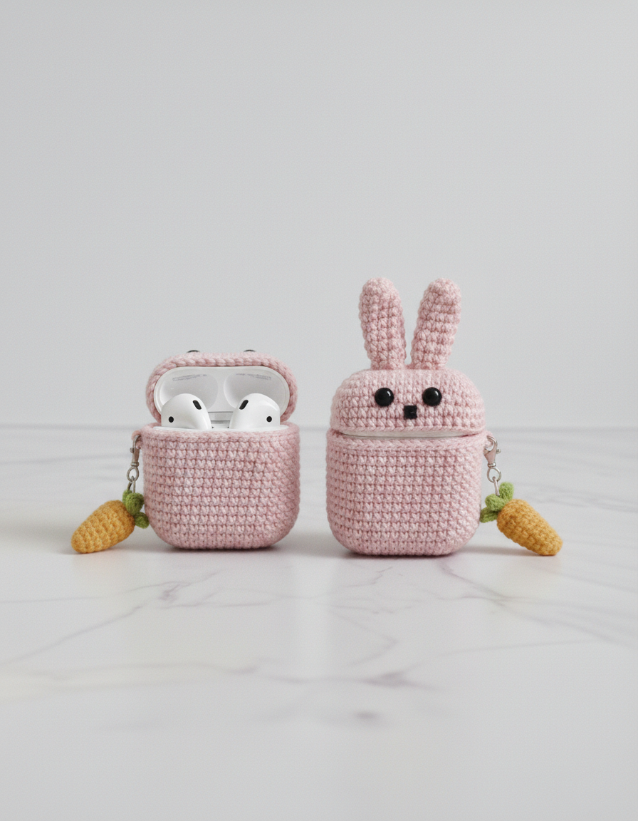 Bunny Design Crochet Earbud Case