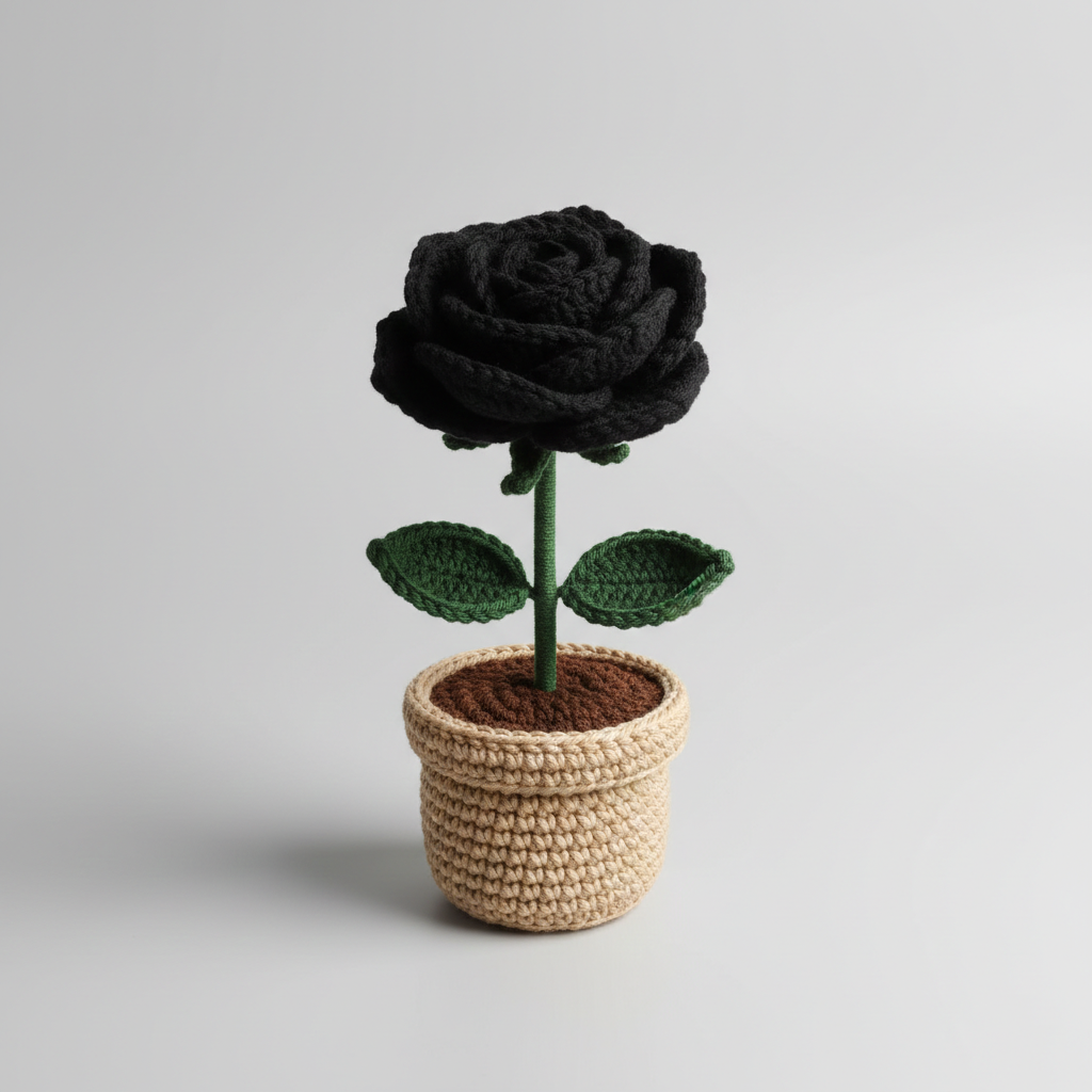 Crochet Flower Vases | Sunflower, Black rose, Lily, Red Rose, Tulip flower vases