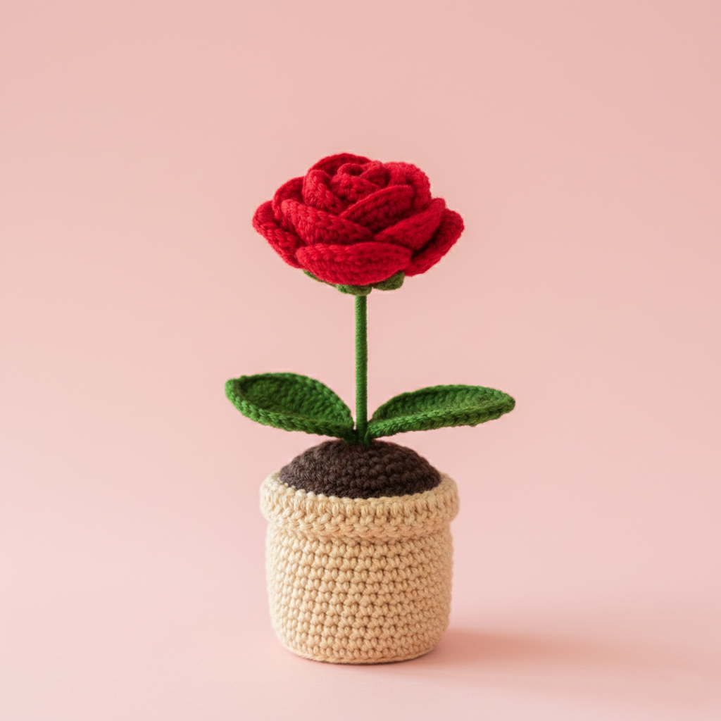 Crochet Flower Vases | Sunflower, Black rose, Lily, Red Rose, Tulip flower vases