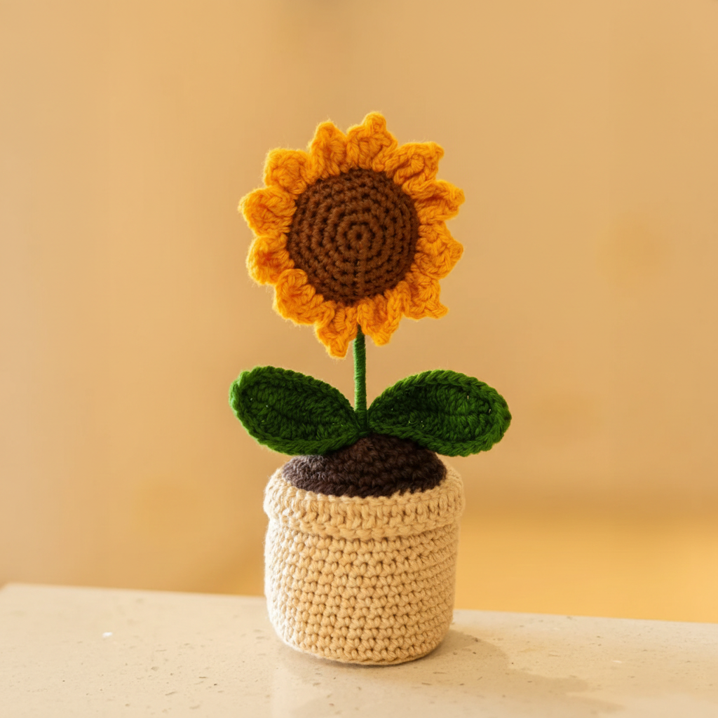 Crochet Flower Vases | Sunflower, Black rose, Lily, Red Rose, Tulip flower vases
