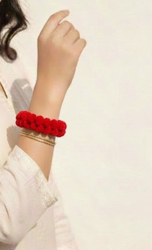 Red Color Crochet Gajras | One Color Crochet Gajras