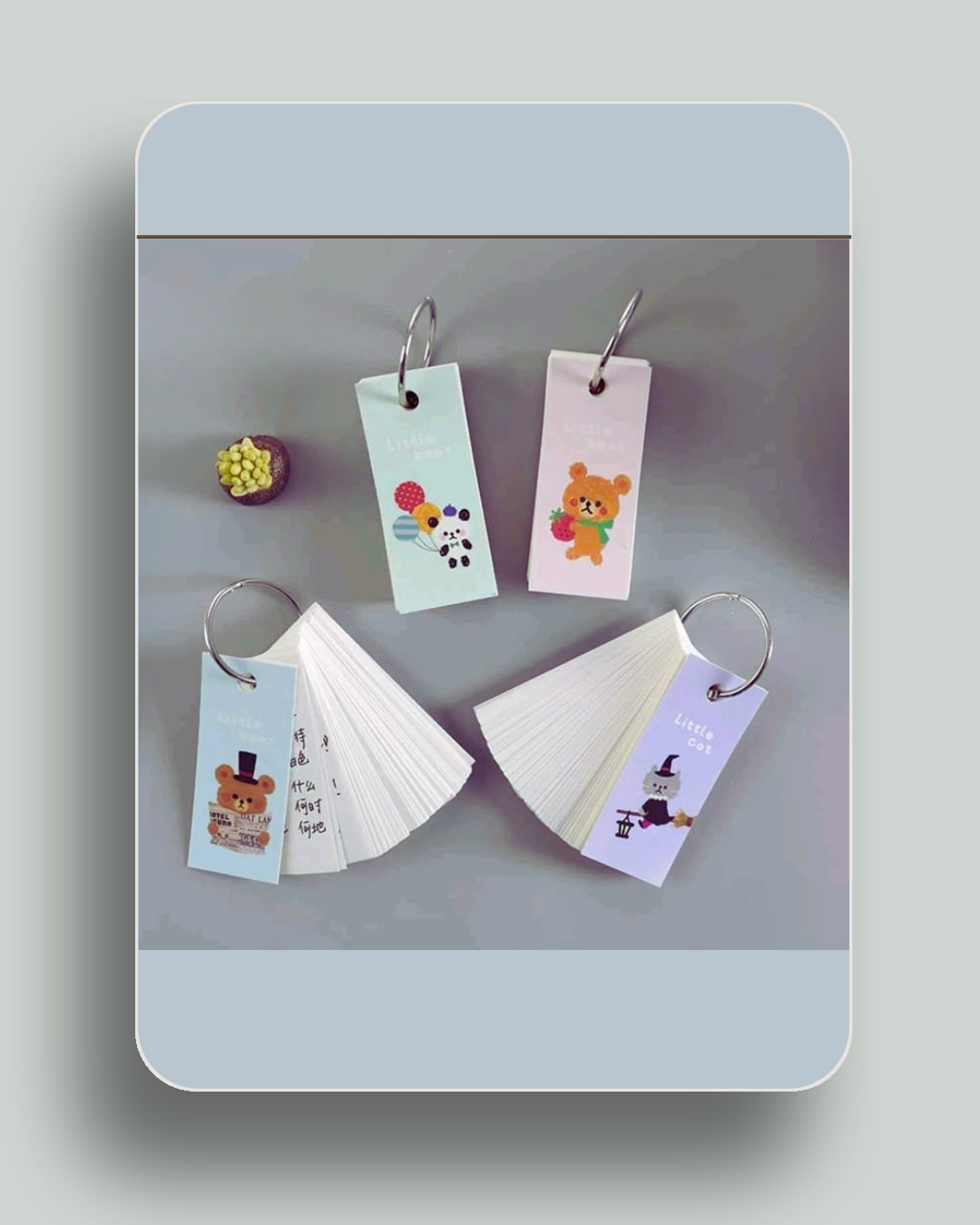 kawaii mini notes Pakistan, pocket flashcards, cute stationery for students, keyring note set, mini note cards, study notes set, kawaii office supplies, portable notes