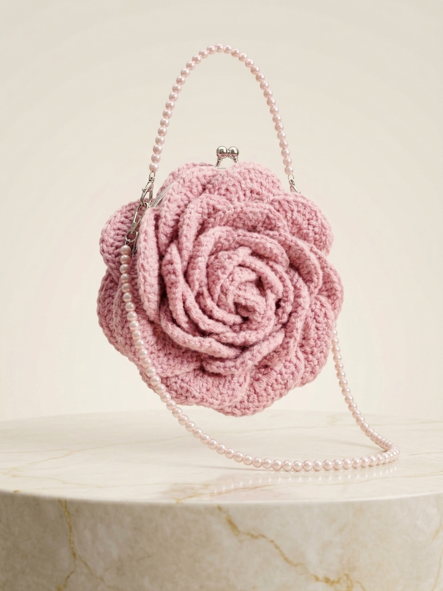 Crochet Rose Flower Design Bags