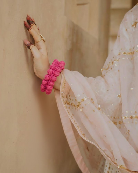 Pink Color Crochet Gajras | One Color Crochet Gajras