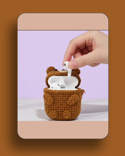 Bear Handmade Crochet Ear Bud Case