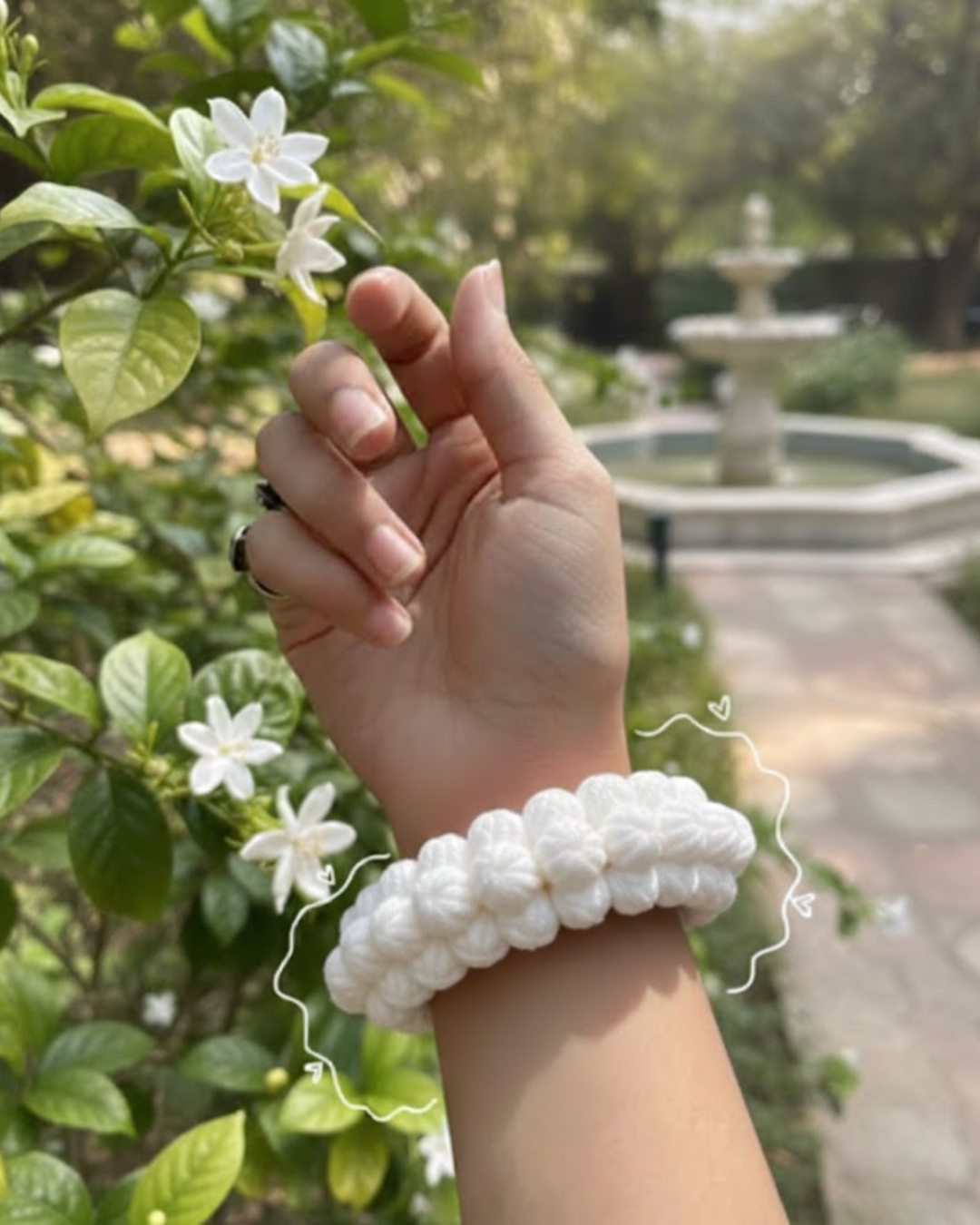 White Color Crochet Gajras | One Color Crochet Gajras