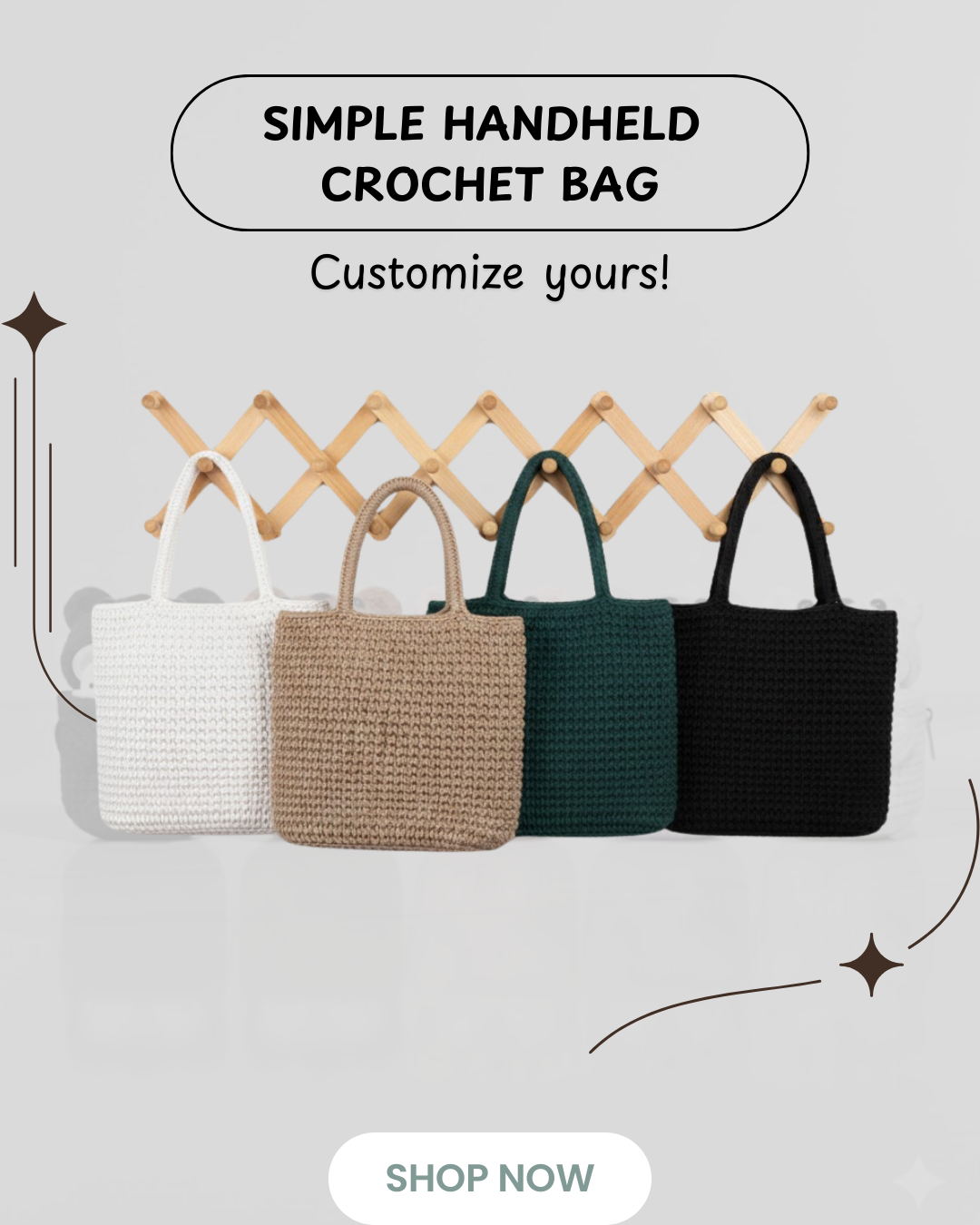 Simple Crochet Handheld Tote Bags