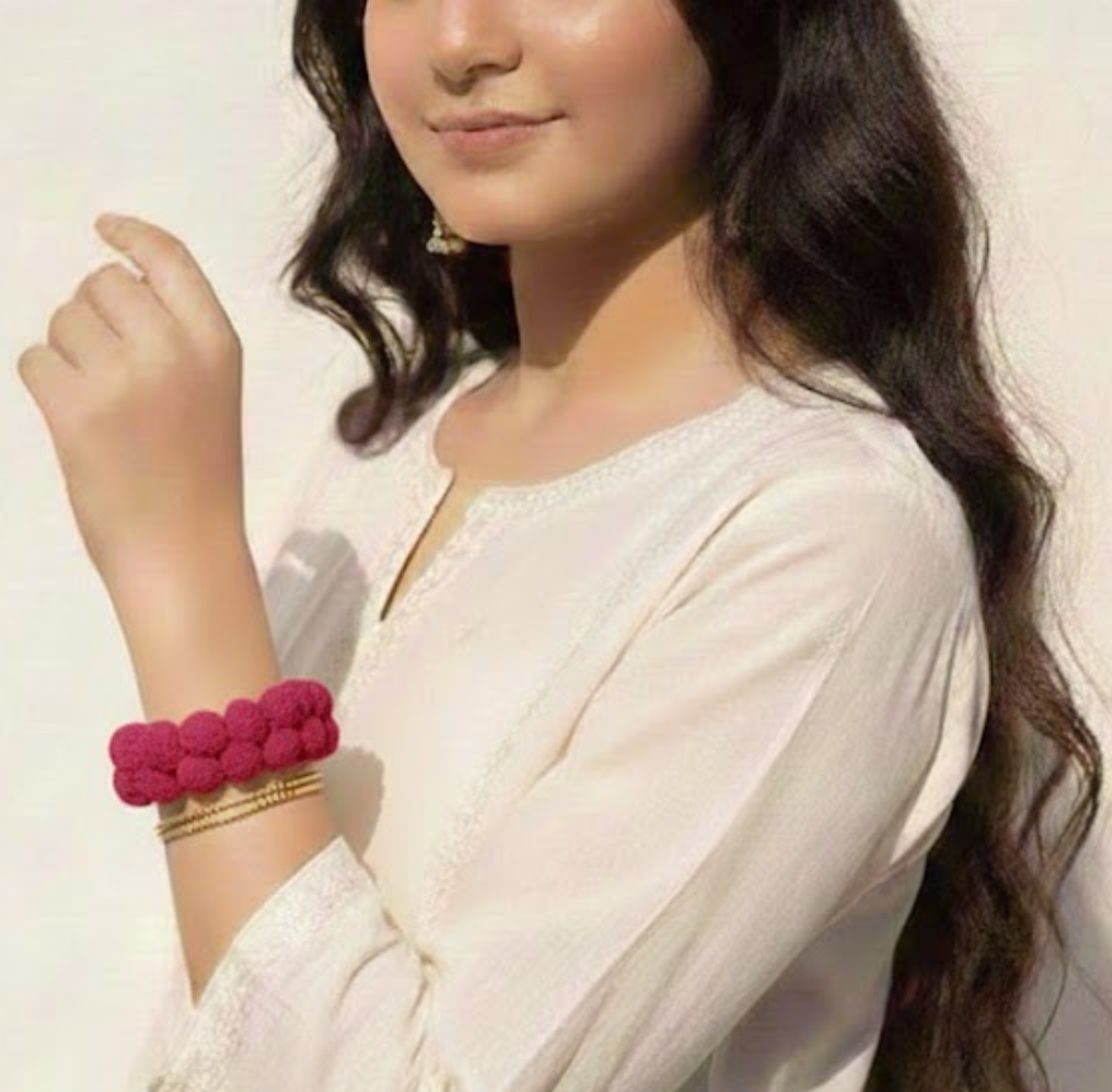 Pink Color Crochet Gajras | One Color Crochet Gajras