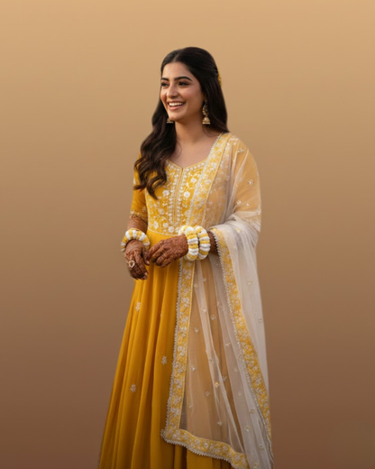 Yellow and White Color Crochet Gajras | Two Color Crochet Gajras