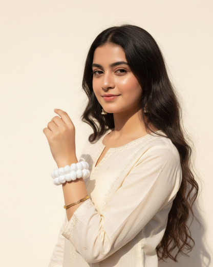 White Color Crochet Gajras | One Color Crochet Gajras