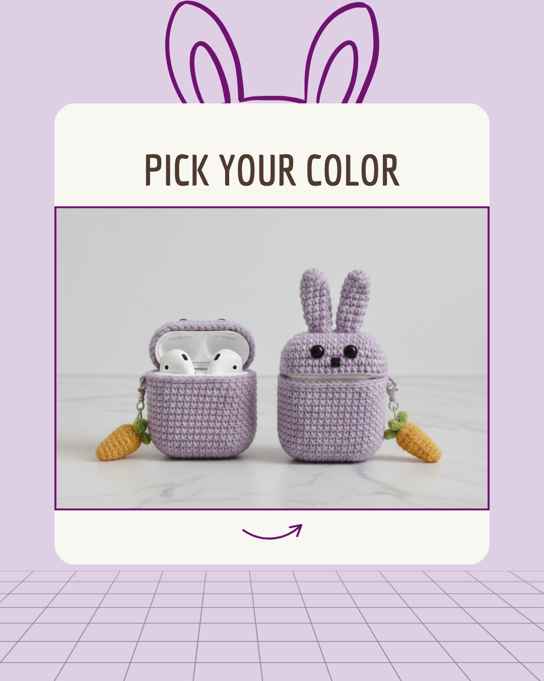 Bunny Design Crochet Earbud Case