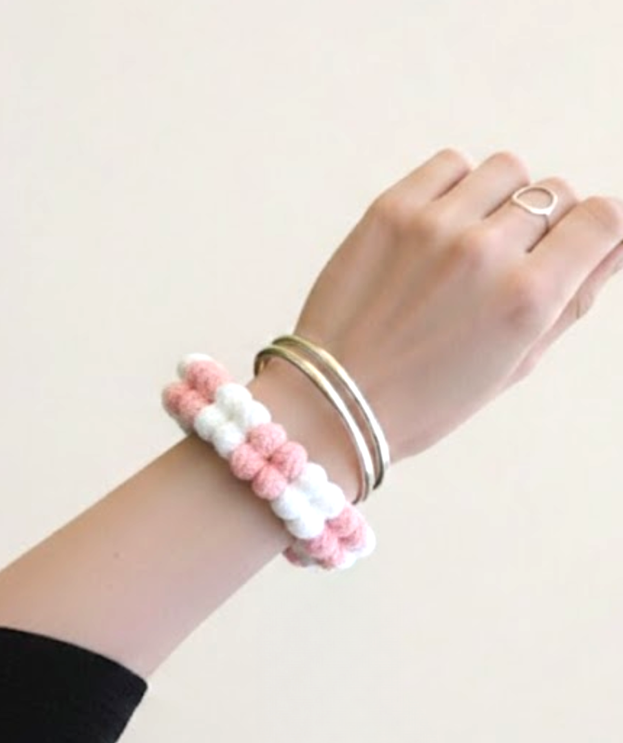 Pink and White Color Crochet Gajras | Two Color Crochet Gajras