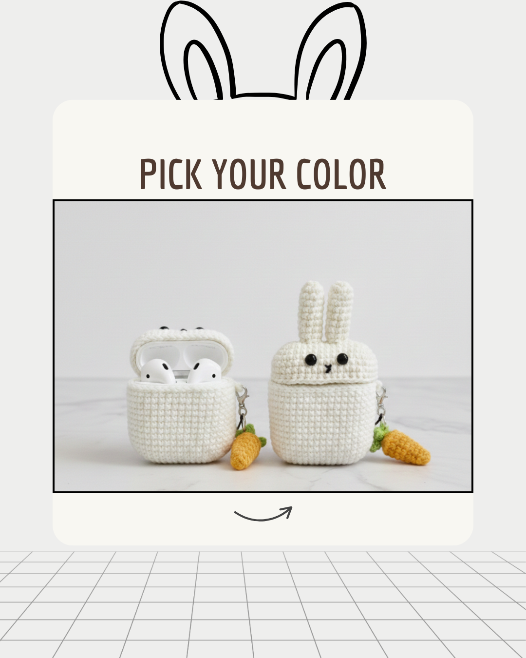 Bunny Design Crochet Earbud Case