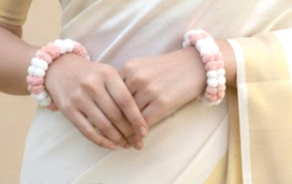 Pink and White Color Crochet Gajras | Two Color Crochet Gajras