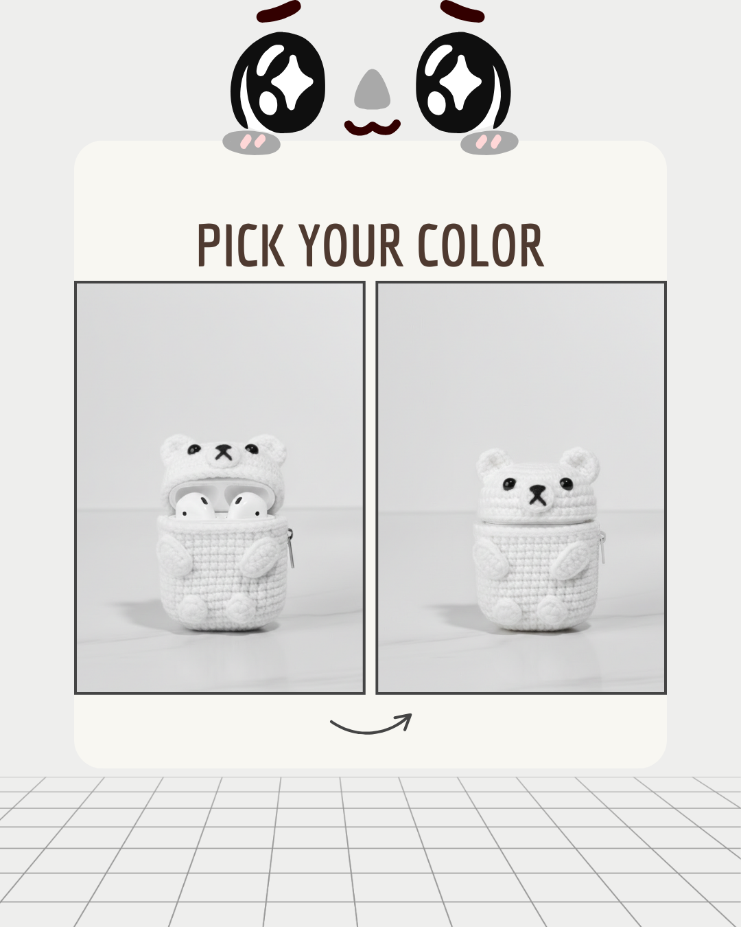 Bear Design Crochet Ear Bud Case