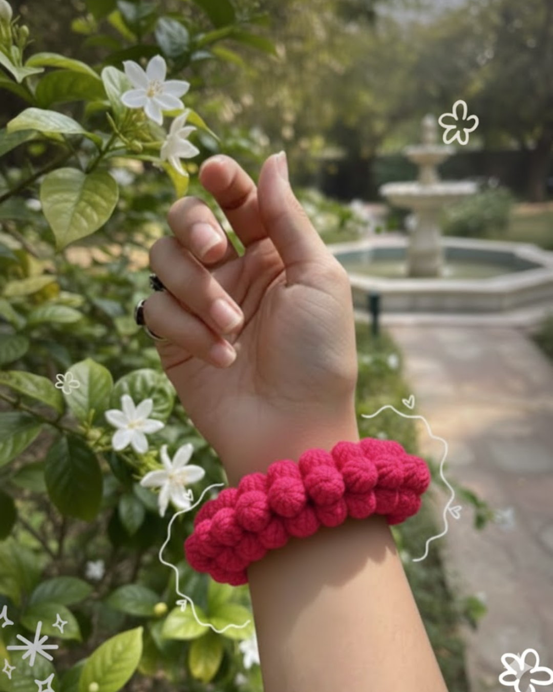 Pink Color Crochet Gajras | One Color Crochet Gajras