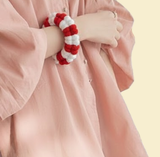 Red and White Color Crochet Gajras | Two Color Crochet Gajras