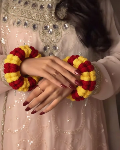 Red and Yellow Color Crochet Gajras | Two Color Crochet Gajras