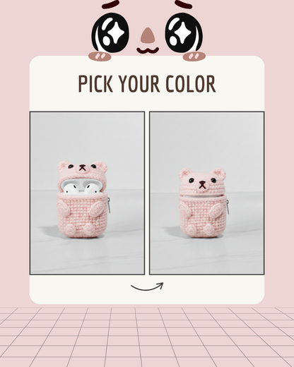 Bear Design Crochet Ear Bud Case