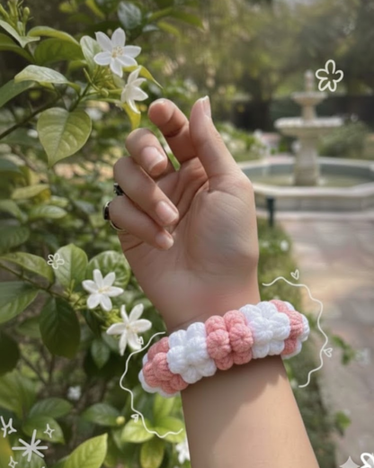 Pink and White Color Crochet Gajras | Two Color Crochet Gajras