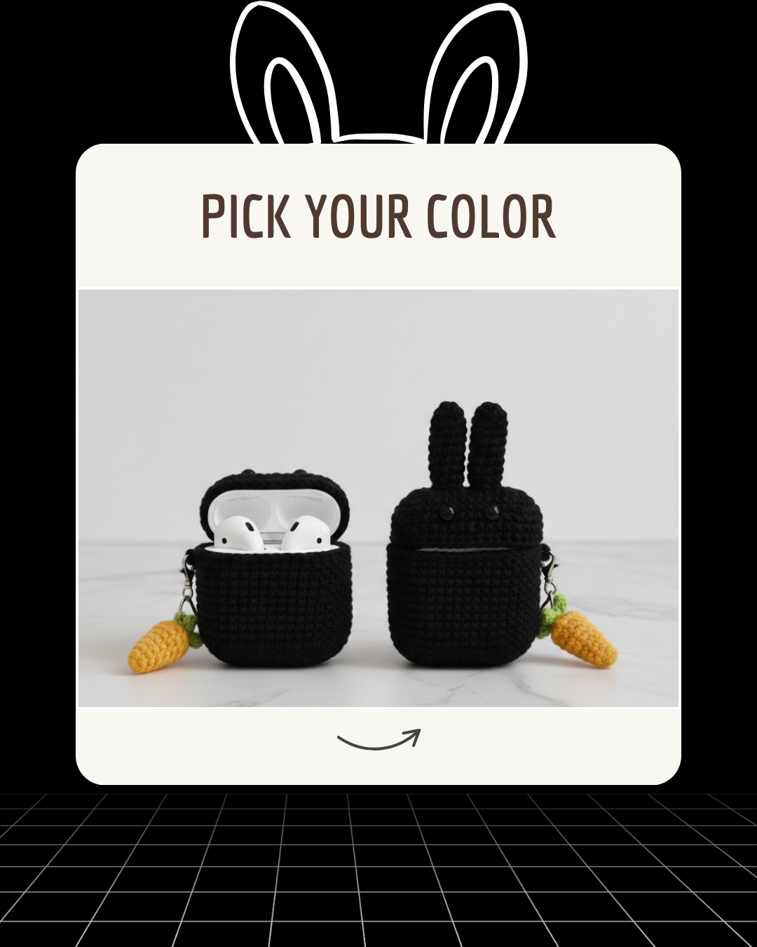 Bunny Design Crochet Earbud Case