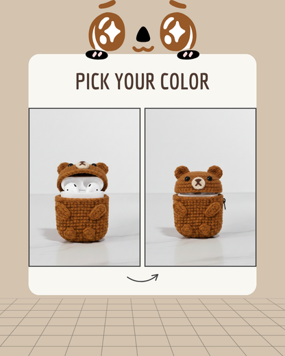 Bear Design Crochet Ear Bud Case