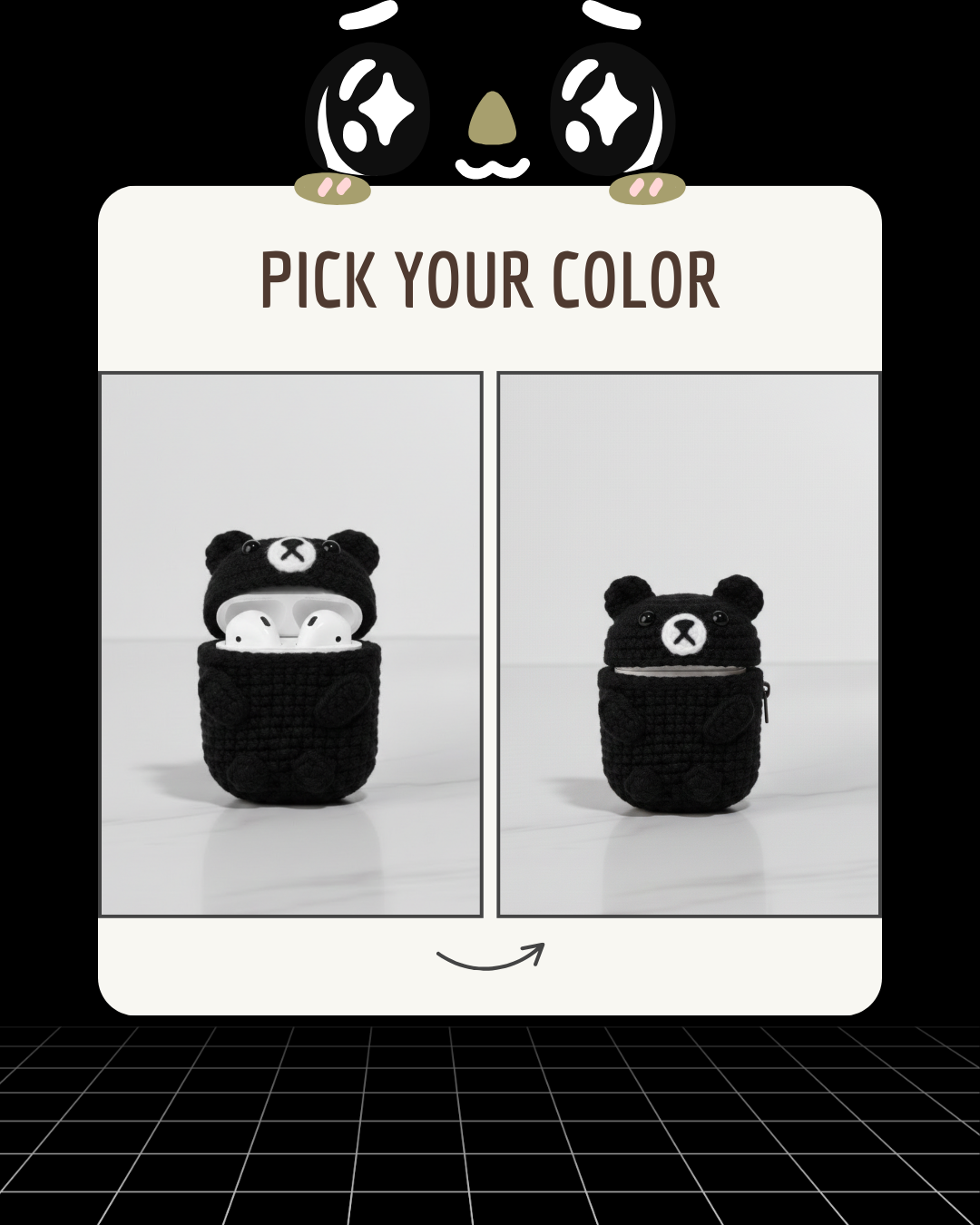 Bear Design Crochet Ear Bud Case