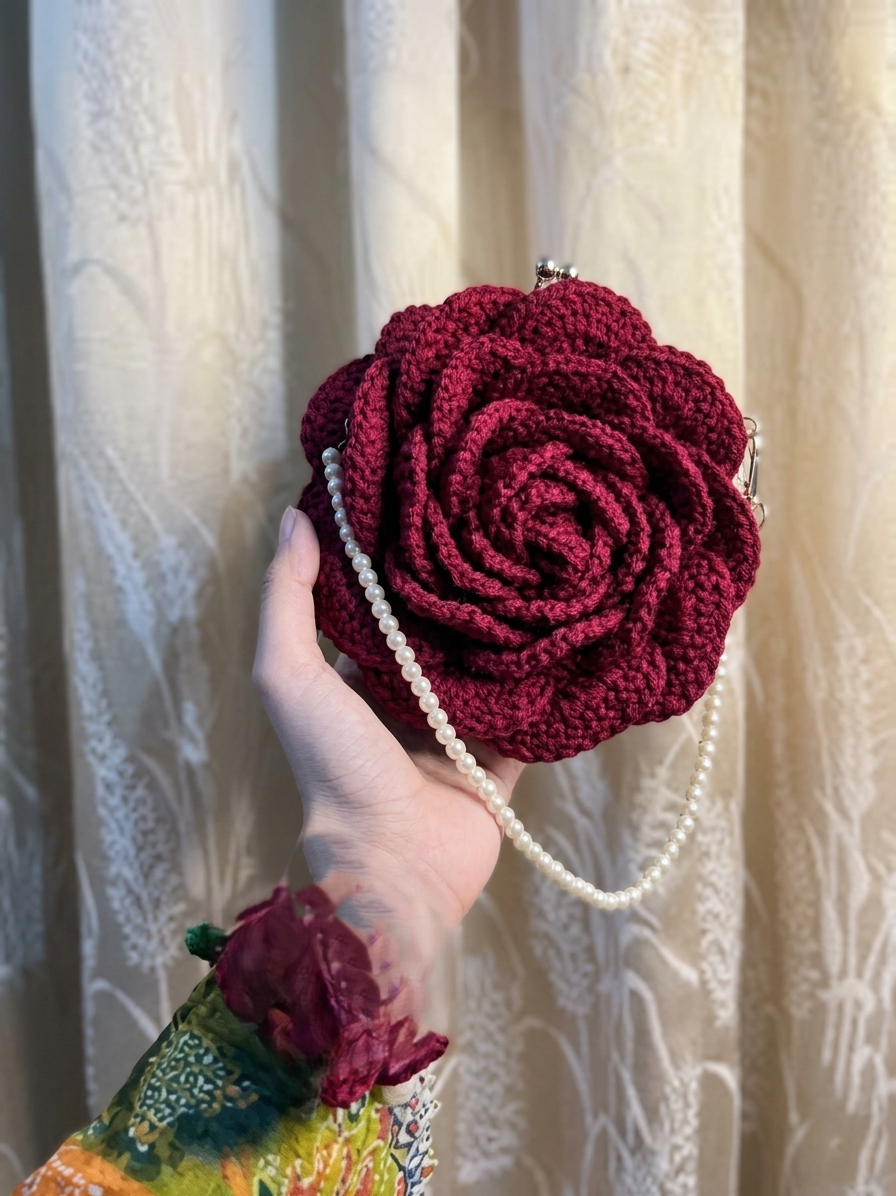 Crochet Rose Flower Design Bags