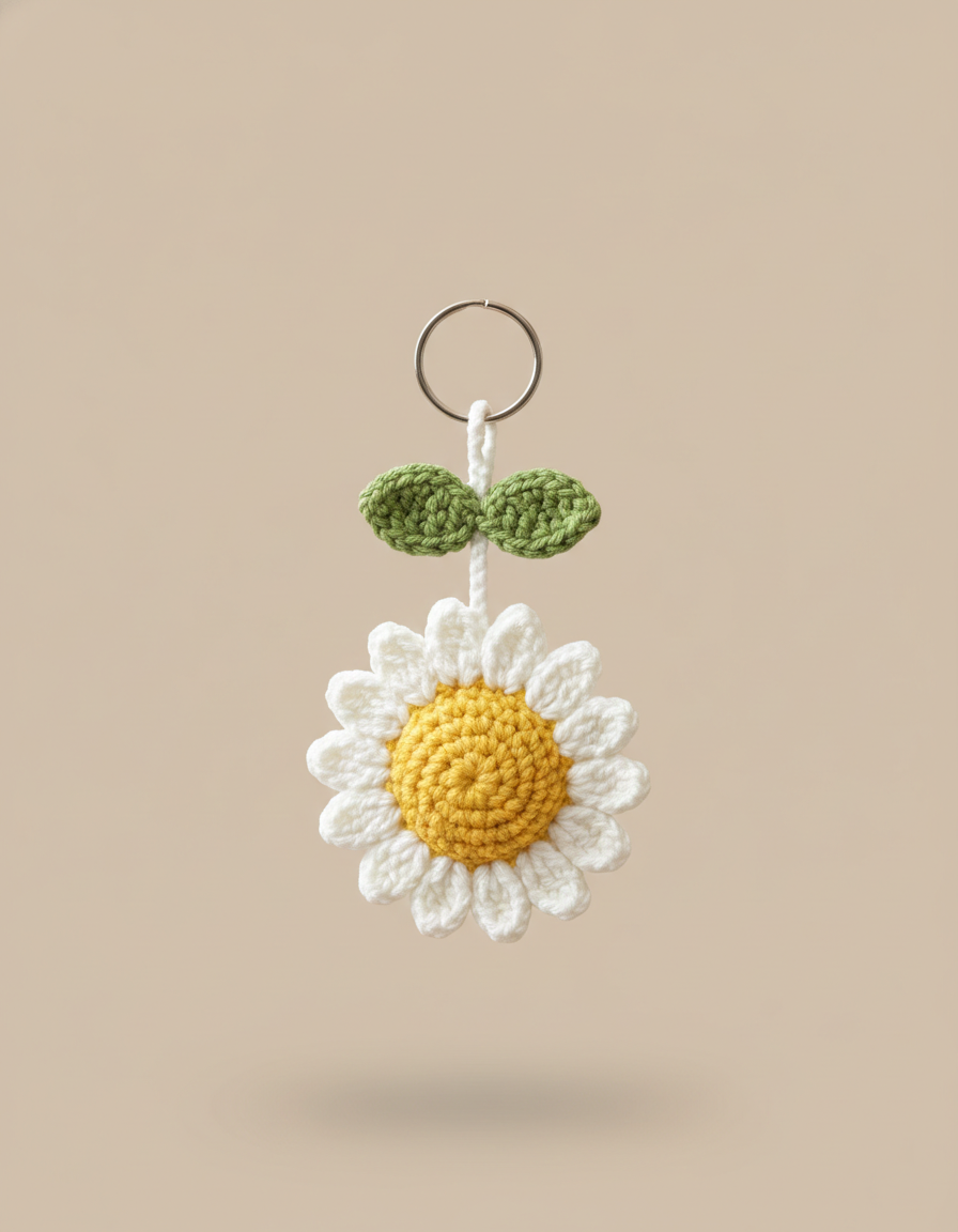 Sunflower Crochet Keychain