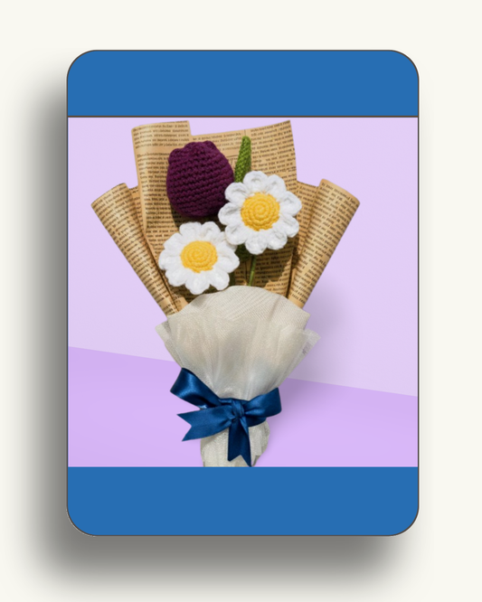 crochet flower bouquet, handmade crochet flowers, 3 flower crochet bouquet, crochet floral decor, aesthetic crochet bouquet, giftable crochet flowers, handmade crochet gift pakistan, crochet flower arrangement, decorative crochet bouquet, cute crochet flowers, lightweight crochet bouquet, crochet gift for friends, crochet home decor, crochet flower bundle, unique crochet bouquet