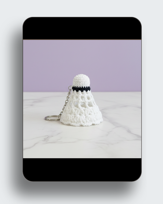 crochet shuttlecock keychain, handmade crochet keychain, badminton keychain, crochet sports accessory, cute crochet keychain, aesthetic crochet keychain, crochet bag charm, giftable crochet keychain, handmade crochet accessory pakistan, shuttlecock bag charm, crochet keychain for gifts, lightweight crochet keychain, unique crochet keychain, crochet sports fan gift, crochet accessory for bags