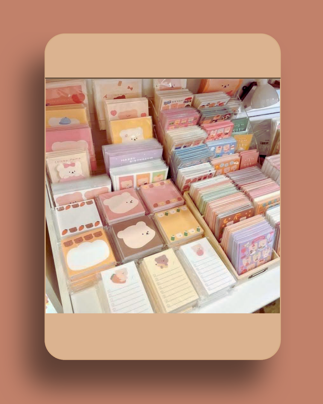 kawaii bear stationery, cute bear notebook, sticky notes cute design, kawaii note sheets, aesthetic stationery Pakistan, bear-themed school supplies, journaling accessories, kawaii desk stationery