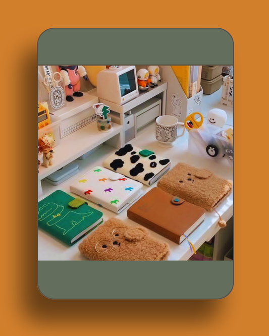 kawaii furr diary, plush diary notebook, cute animal notebook, kawaii stationery Pakistan, soft cover diary, student stationery, aesthetic journaling notebook, customizable diary gift