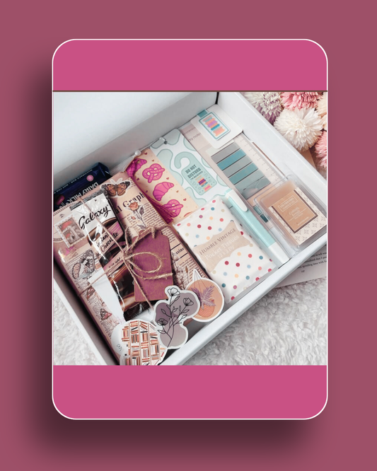 premium stationery gift box for girls, stationery gift set pakistan, girls stationery set, kawaii stationery set, journal and pen gift, stickers and bookmarks set, scented stationery gift, aesthetic stationery box, gift box for students pakistan, handmade stationery gift, playful stationery set, girls desk accessory set, gift for school girls, cute stationery gift pakistan, complete stationery gift set