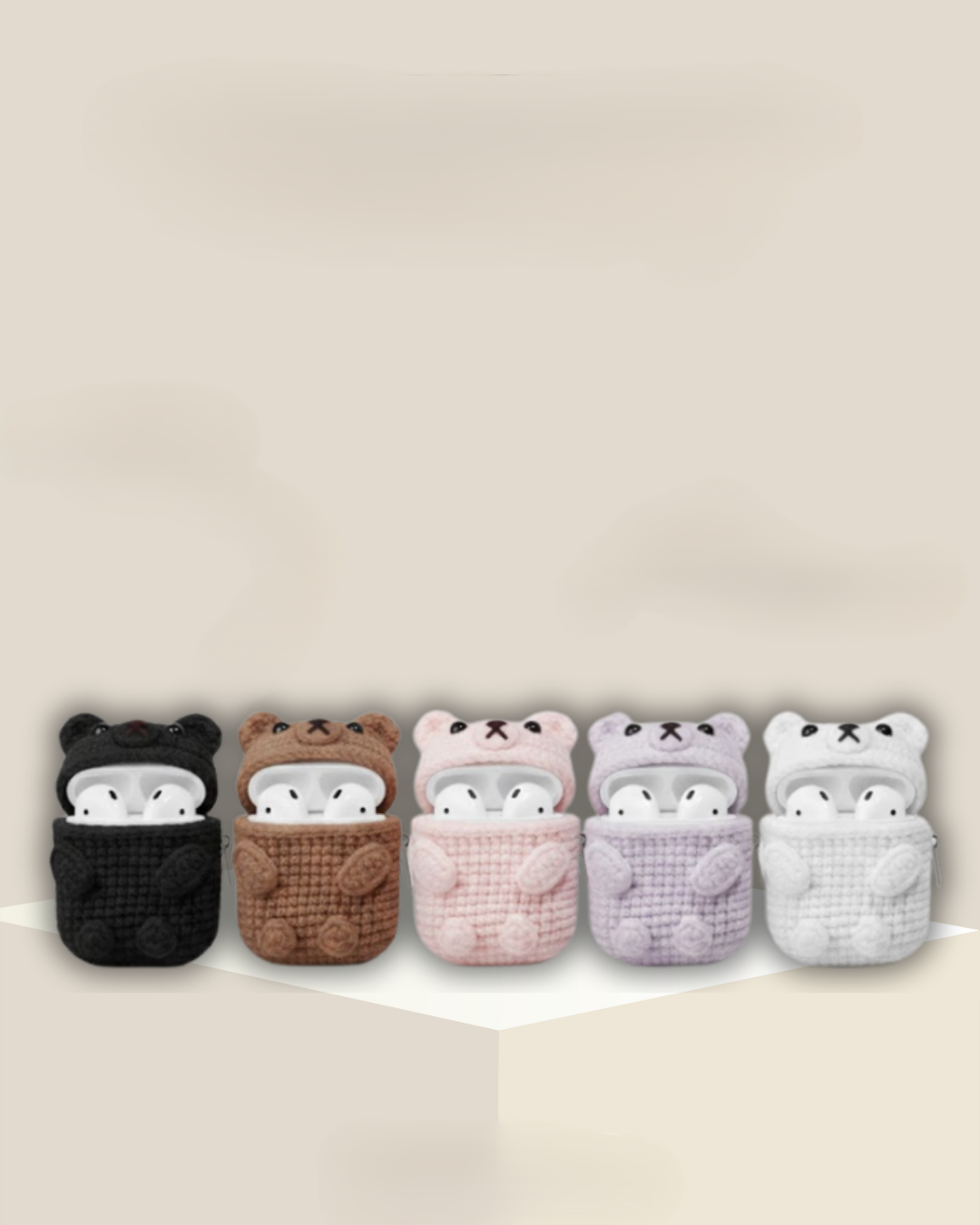 Bear Design Crochet Earbud Case