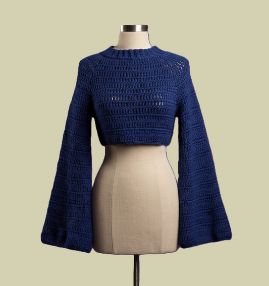 Bell Sleeve Crochet Top Sweater