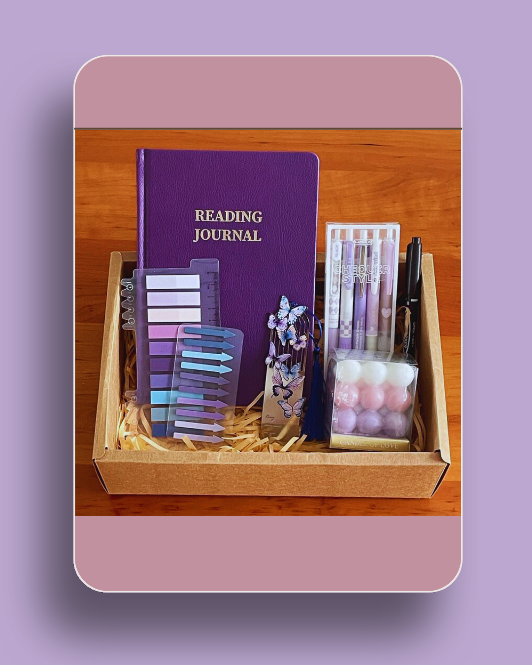book lover gift box, journal gift set pakistan, kawaii stationery gift, scented candle gift, bookmarks gift set, cute stickers gift, stationery gift box pakistan, gift for readers, gift for bookworms pakistan, aesthetic stationery set, handmade stationery gift, cozy reading gift, gift hamper for book lovers, cute writing accessory set, gift bundle for readers