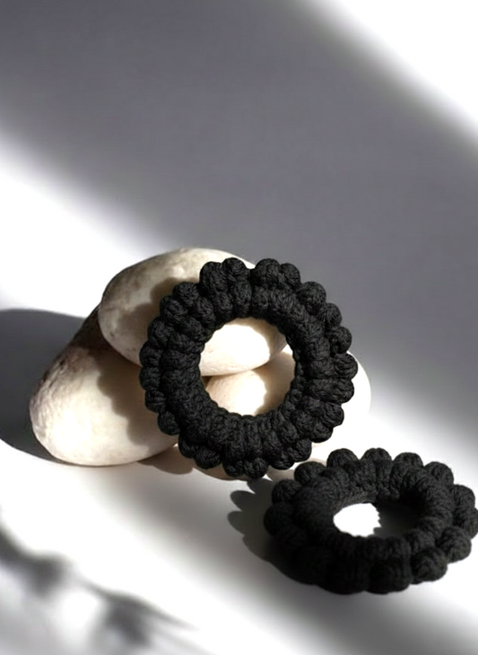 Black Color Crochet Gajras | One Color Crochet Gajras
