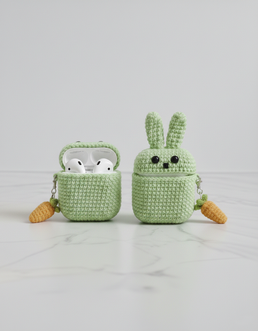 Bunny Design Crochet Earbud Case