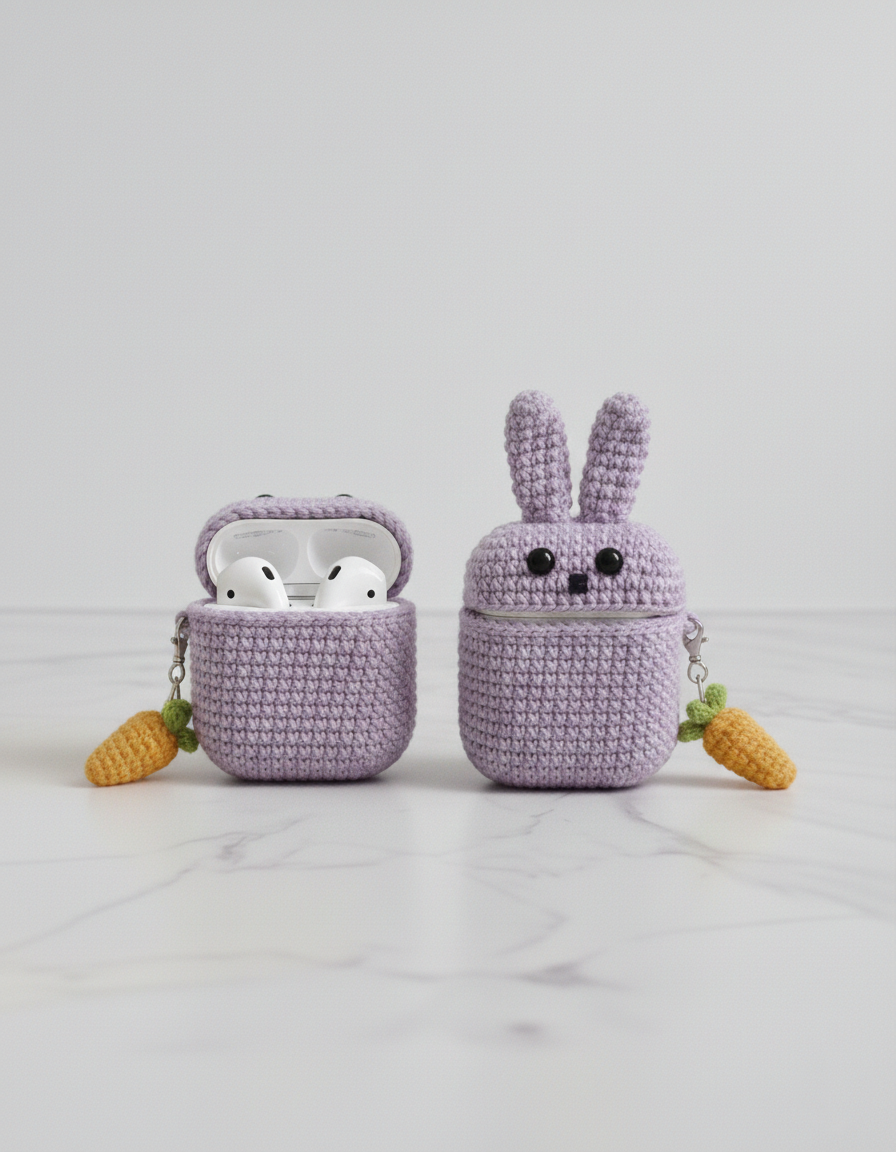 Bunny Design Crochet Earbud Case