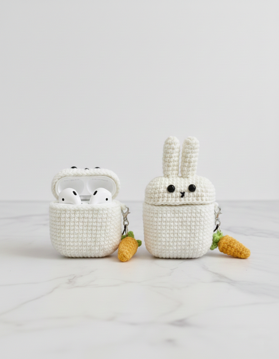 Bunny Design Crochet Earbud Case